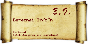 Bereznai Irén névjegykártya